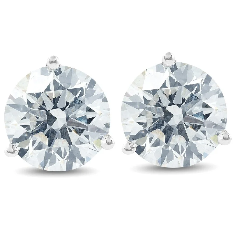 Sepia quartz earrings-EX3 14k White Gold 4.49 Ct TDW Diamond IGI Certified Studs Lab Grown Martini Setting