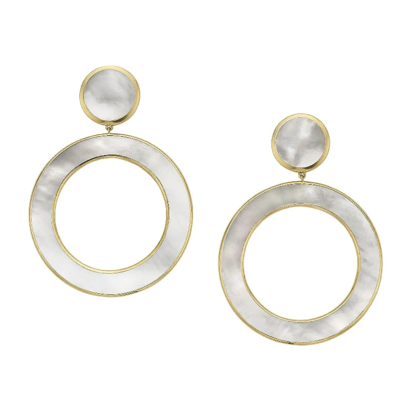 Outer gem earrings-Dot and Open Circle Earrings in Mother of Pearl