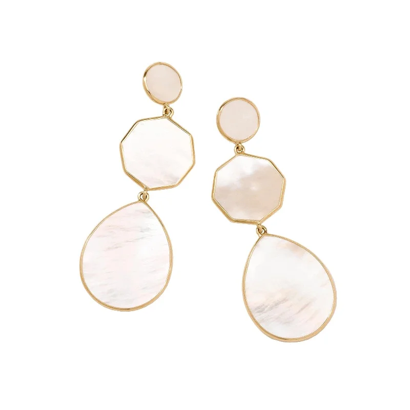 Birch wood earrings-Crazy 8's 3-Stone Drop Earrings in Mother of Pearl