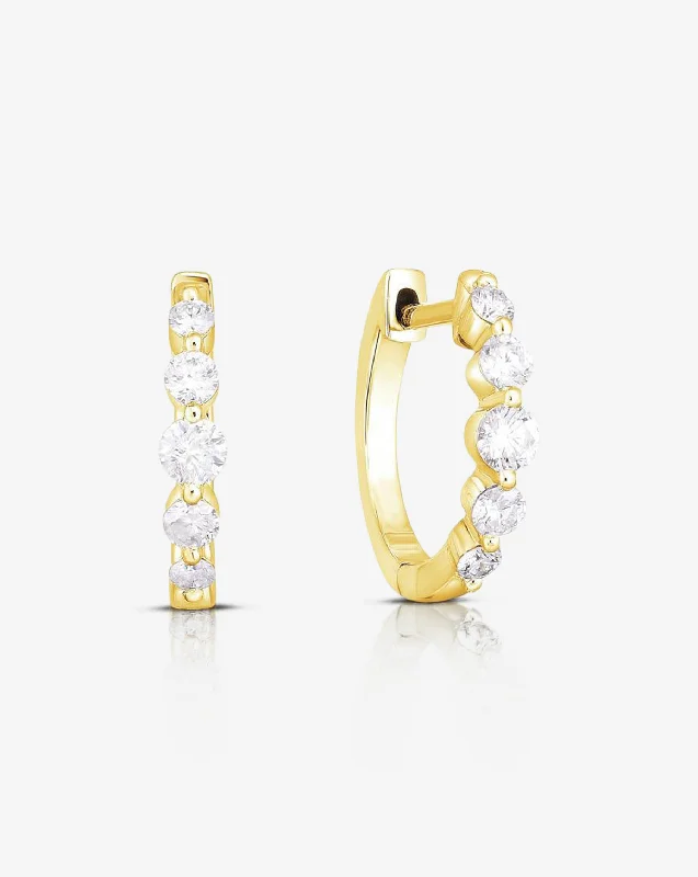 Ocean ridge earrings-Graduated Single Prong Diamond Huggies