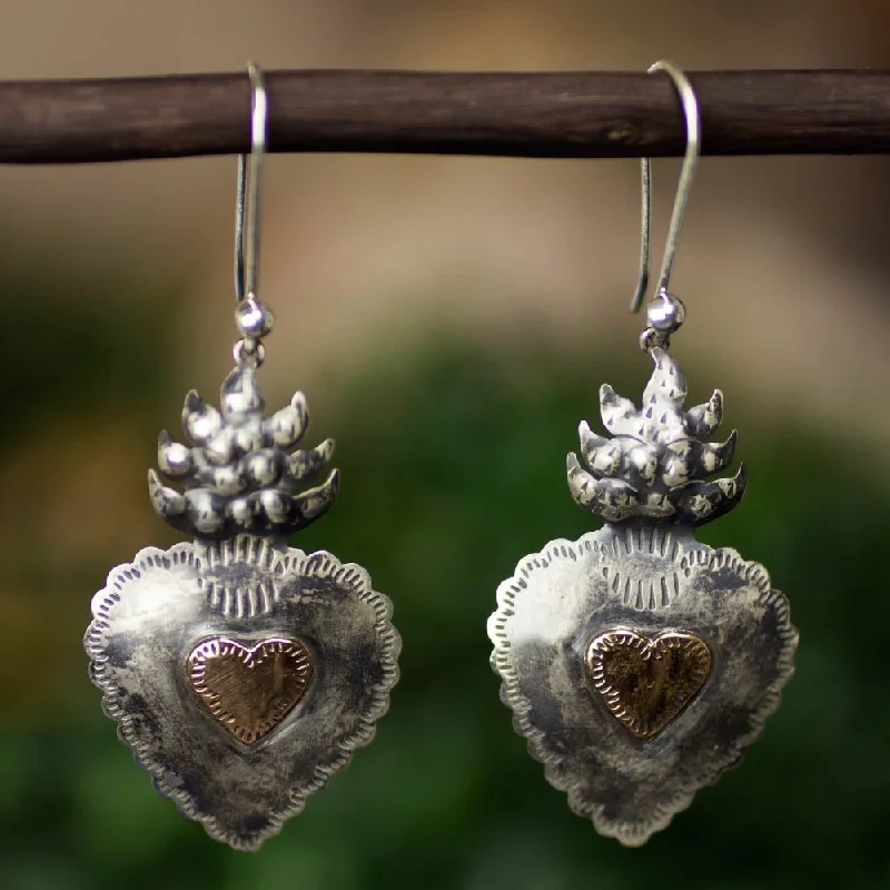 Glossy gem earrings-Handcrafted Sterling Silver 'My Sweet Hearts' Heart Earrings (Mexico)