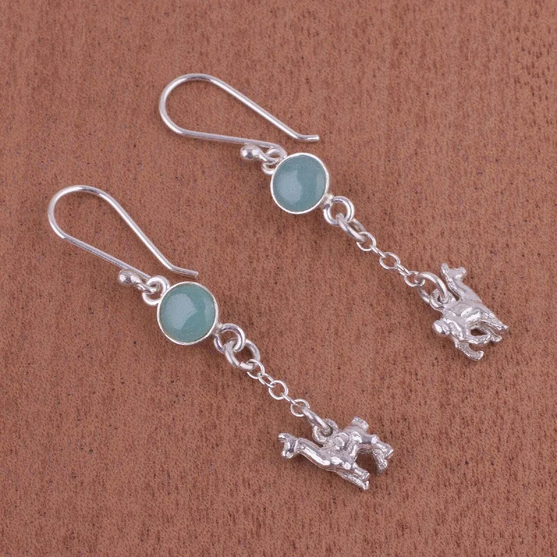 Tin toned earrings-Handmade Sterling Silver 'Llama Light' Opal Earrings (Peru)