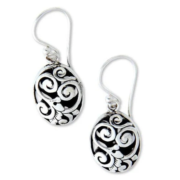 Textured ridge earrings-Handmade Sterling Silver 'Petite Karangasem Castle' Earrings (Indonesia)