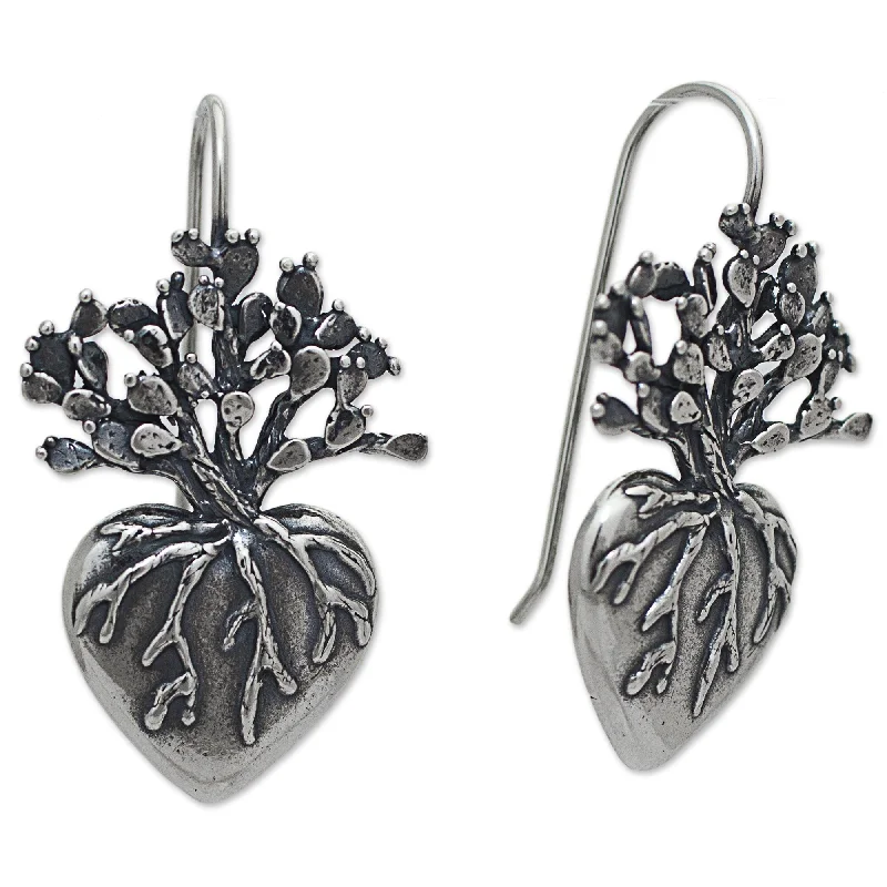 Lunar shine earrings-Handmade Sterling Silver 'Root of Life' Earrings (Mexico) - 1.6L*0.9W