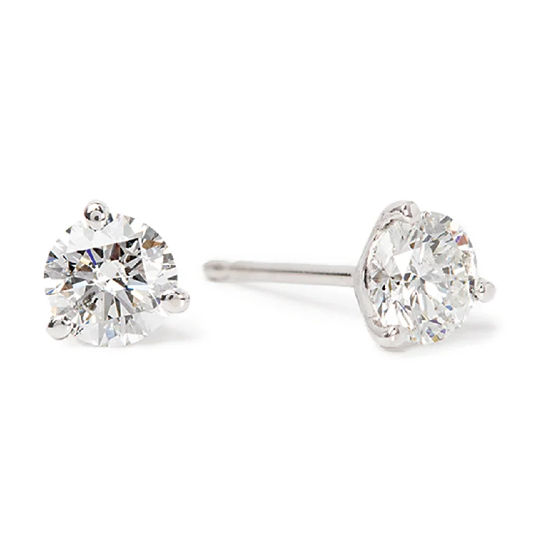 Tidal ripple earrings-Hearts On Fire 1/2ctw Round Solitaire/Stud Diamond Earrings in 18K White Gold (0.54ctw)