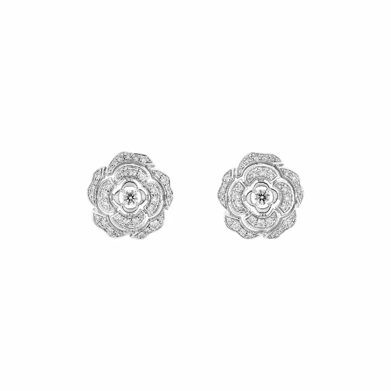 Fused stone earrings-Bouton de Camélia Earrings