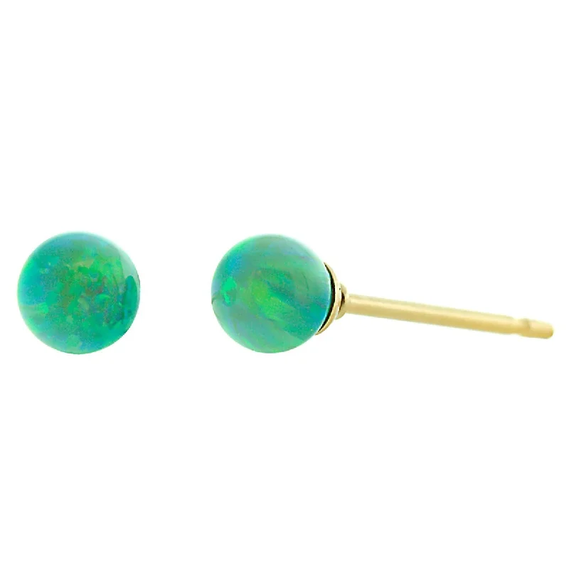 Shell splinter earrings-Margarita: Kiwi Green Created Australian Opal Ball Stud Earrings 14-20 Gold Filled