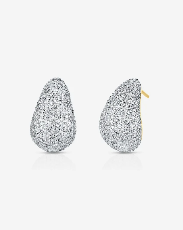 Eighteen-stone earrings-Mini Pavé Diamond Cloud Earrings