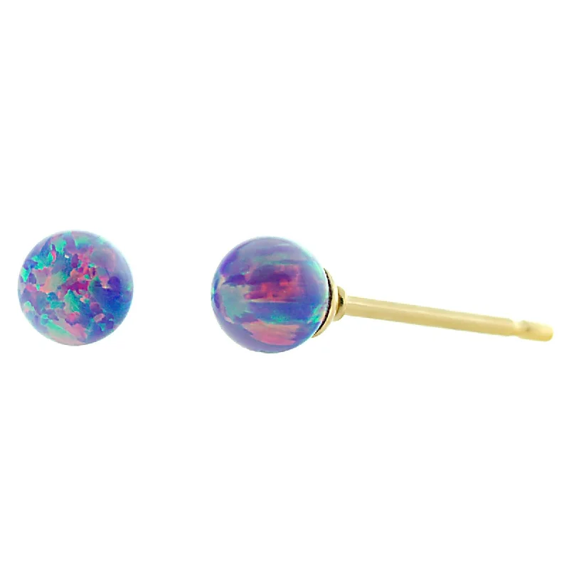 Tidal ripple earrings-Norah: Lavender Created Australian Opal Ball Stud Post Earrings 14-20 Gold Filled