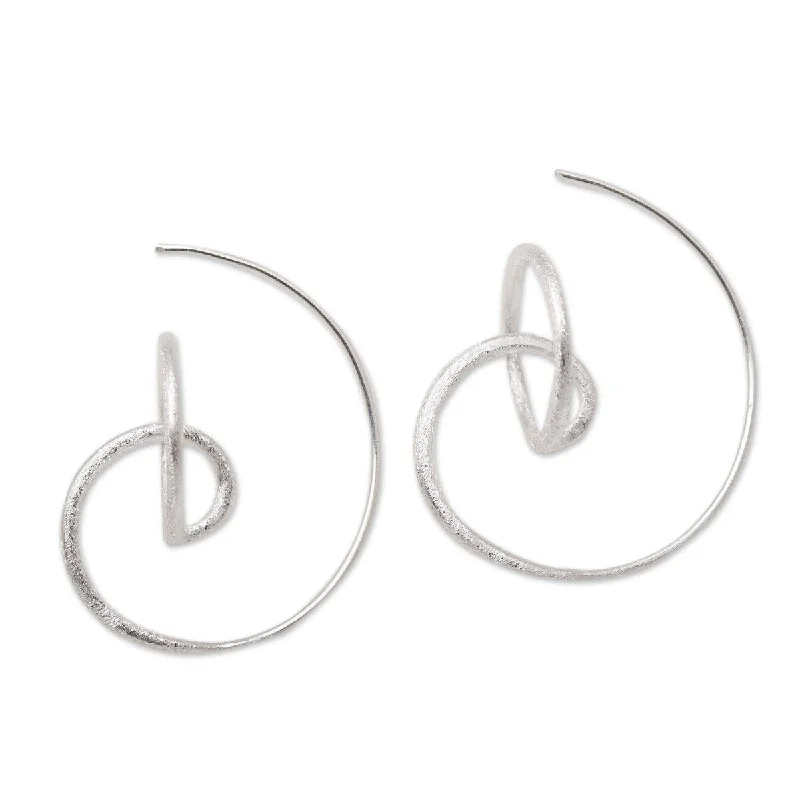 Etched bar earrings-NOVICA Circular Illusion, Sterling silver drop earrings - 1.2*0.8W