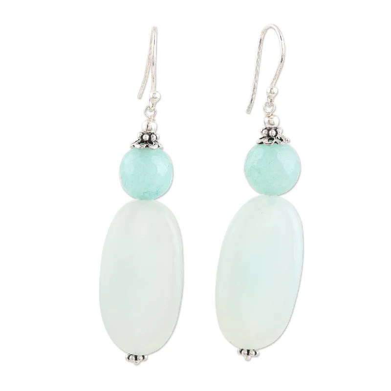 Tiered stone earrings-NOVICA Early Spring, Chalcedony dangle earrings - 2.4*0.6