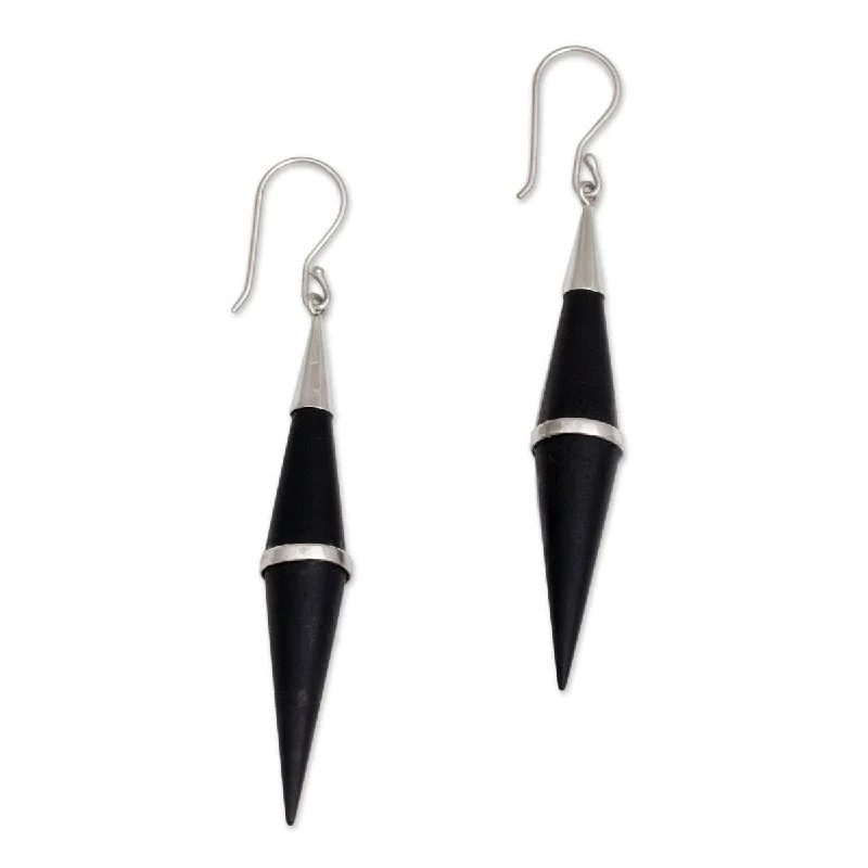 Oceanite jasper earrings-NOVICA Elegant Cones, Sterling silver accent dangle earrings - 3.1*0.4