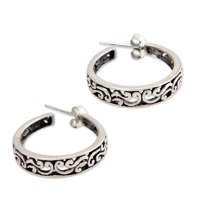 Bark splinter earrings-NOVICA Handmade Sterling Silver 'Bali Flora' Earrings (Indonesia)