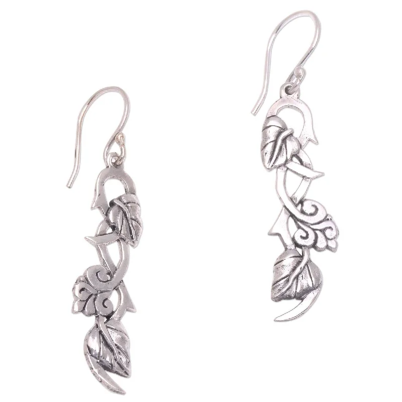 Textured ridge earrings-NOVICA Hope Vines, Sterling silver dangle earrings - 0.2*0.2