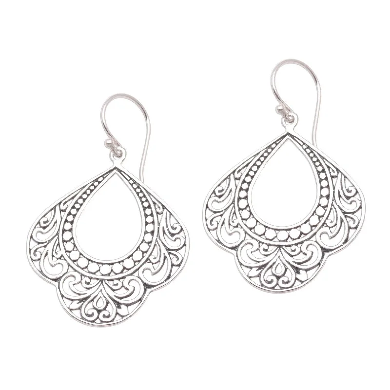 Leaf braid earrings-NOVICA Original Elegance, Sterling silver dangle earrings - 1.9L*1.6W