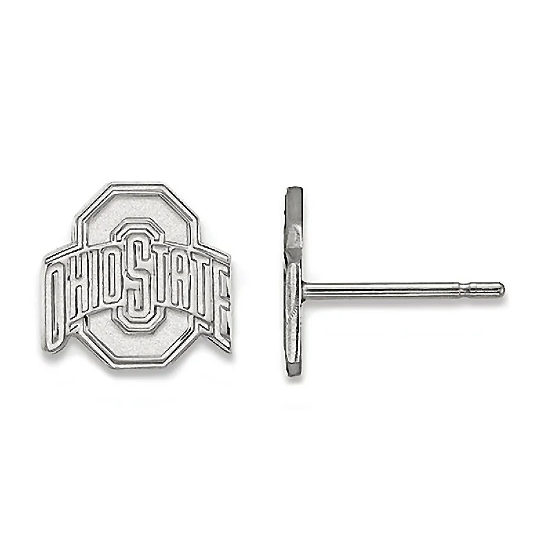 Eighteen-stone earrings-Ohio State University 925 Sterling Silver Post Stud Earrings Officially Licensed