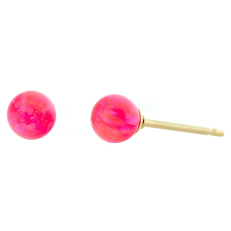 Faint shade earrings-Pim: Mimosa Pink Created Australian Opal Ball Stud Earrings 14-20 Gold Filled