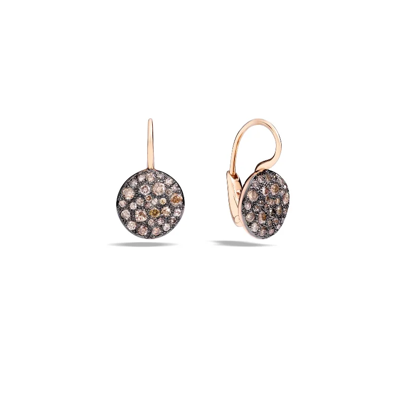 Plaid weave earrings-Sabbia Earrings with Brown Diamonds