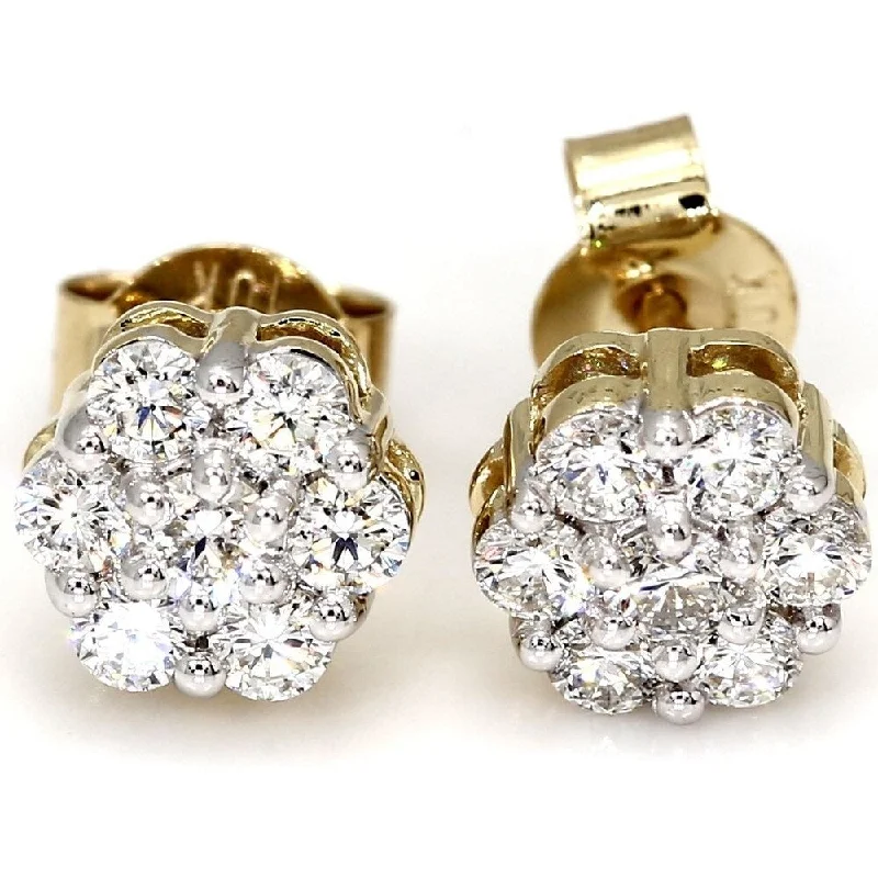 Gritty grain earrings-Pompeii3 10k Yellow Gold 3/4 ct TDW Diamond Studs Womens Earring 10k Yellow Gold