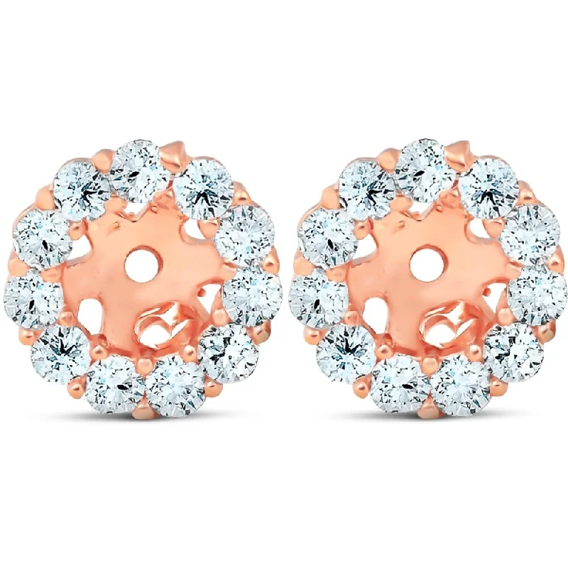 Onyx tip earrings-Pompeii3 14k Rose Gold 3/8 Ct TDW Diamond Stud Earring Jackets