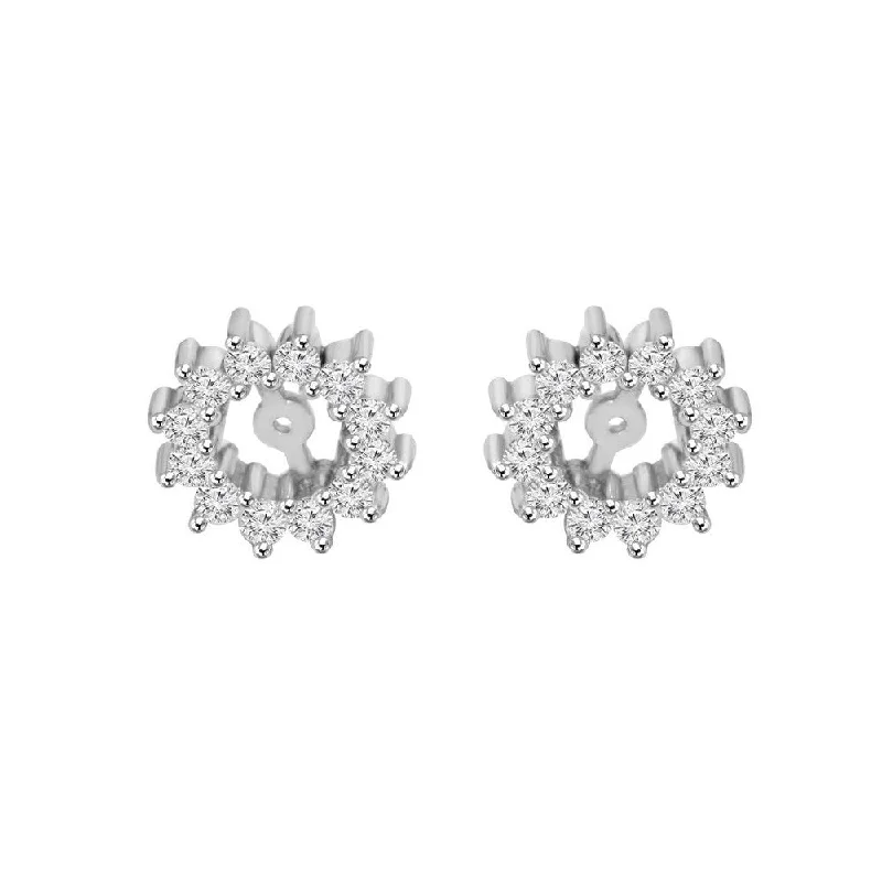 Cotton twist earrings-Pompeii3 14k White Gold 1/2 Ct TDW Diamond Stud Earring Jackets