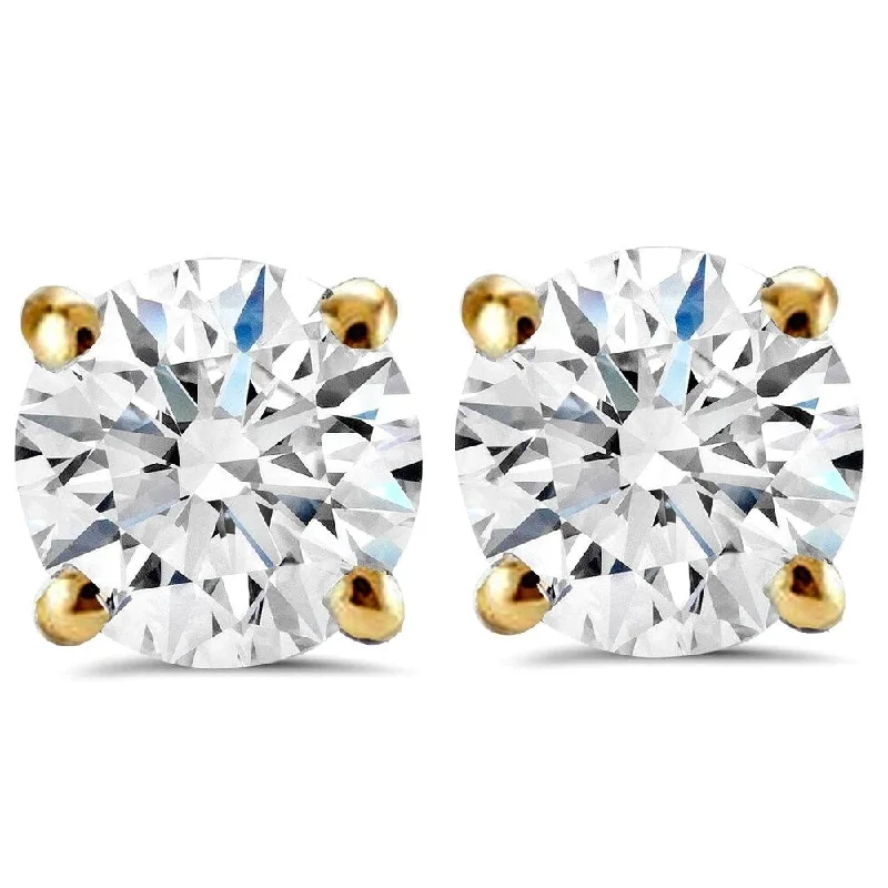 Tinted gem earrings-Pompeii3 14k Yellow Gold 3/4 Ct TDW Diamond Studs Lab Grown (G-H/SI)