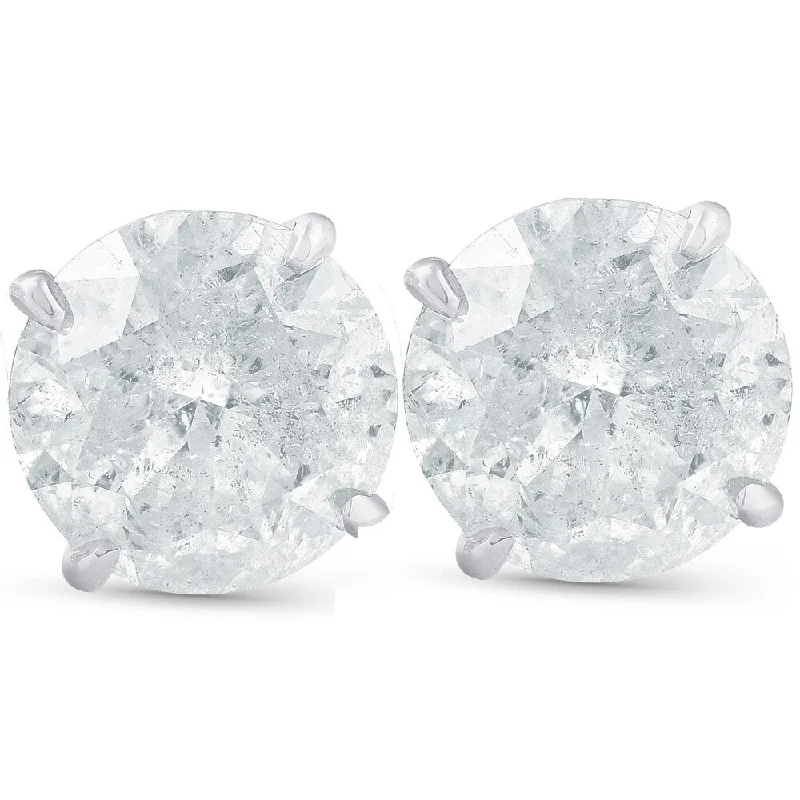 Lily cluster earrings-Pompeii3 4.23cttw Round Diamond Studs 14k White Gold Clarity Enhanced