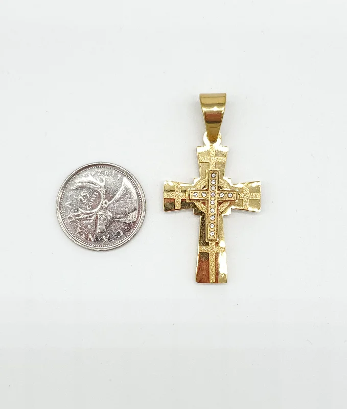 Frayed edge earrings-SP-382, 2 size of cross, gold, silver or silver black