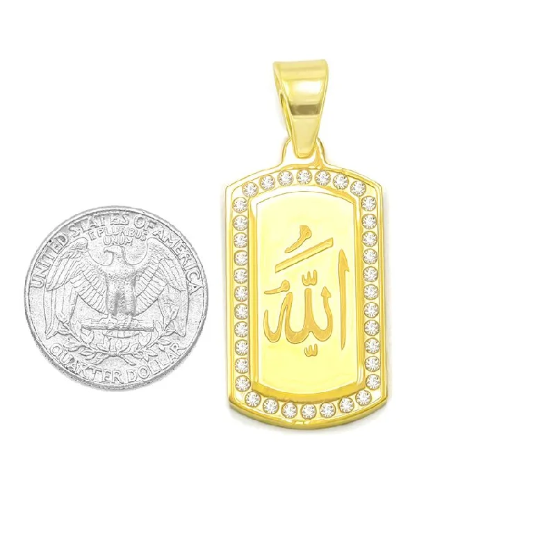 Quartz fleck earrings-SP-458, Allah pendant, gold or silver color, 20mm width, 47 high, 2mm thick