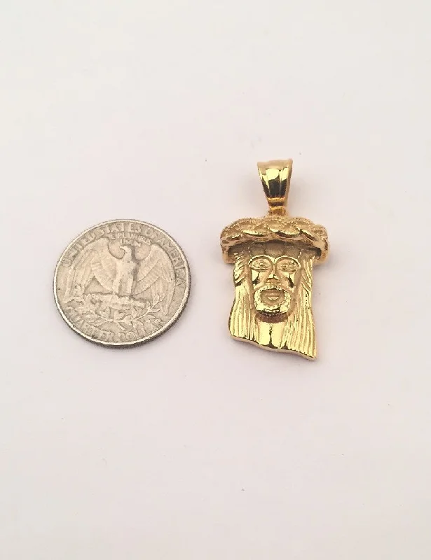 Pocked edge earrings-SP-681, Jesus Head-gold or silver, 20mm width, 35mm high, 8mm thick