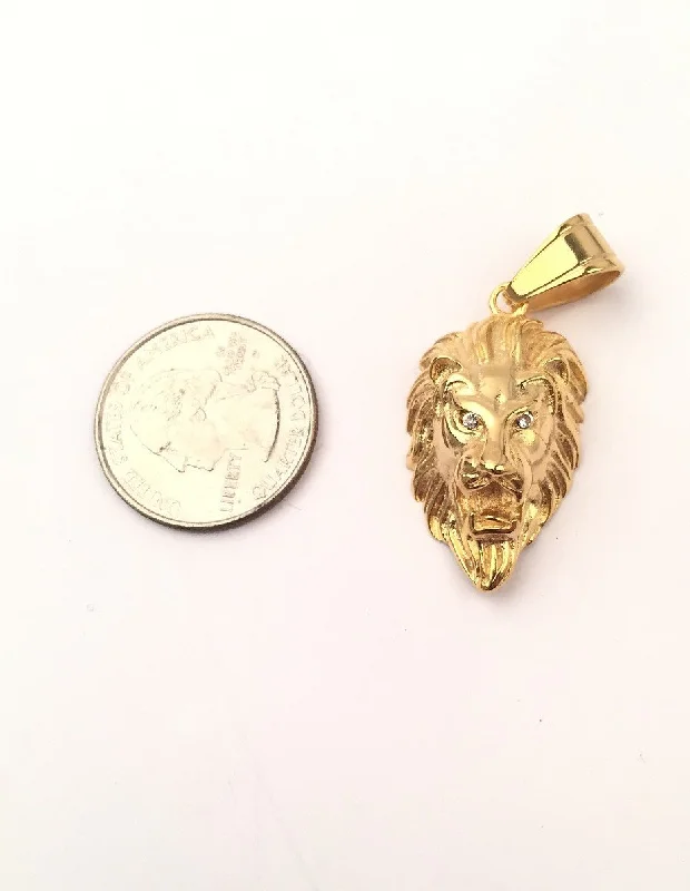 Toasted timber earrings-SP-702, Lion Head, Gold or silver, 19mm width, 40mm high, 10mm thick