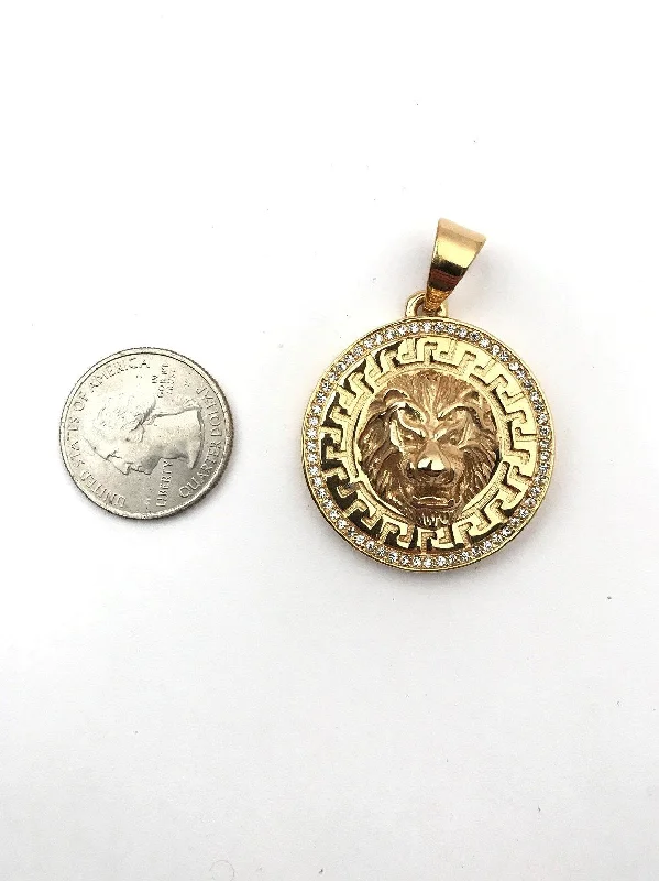 Prairie stalk earrings-SP-722, lion head, 35mm round, 50mm high, 10mm high