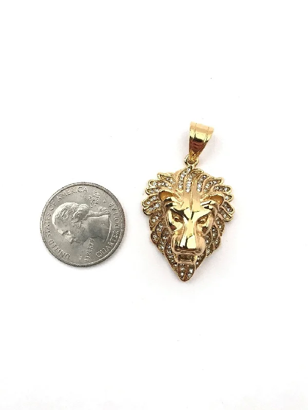 Fossil shard earrings-SP-770, 2 size of Lion Head