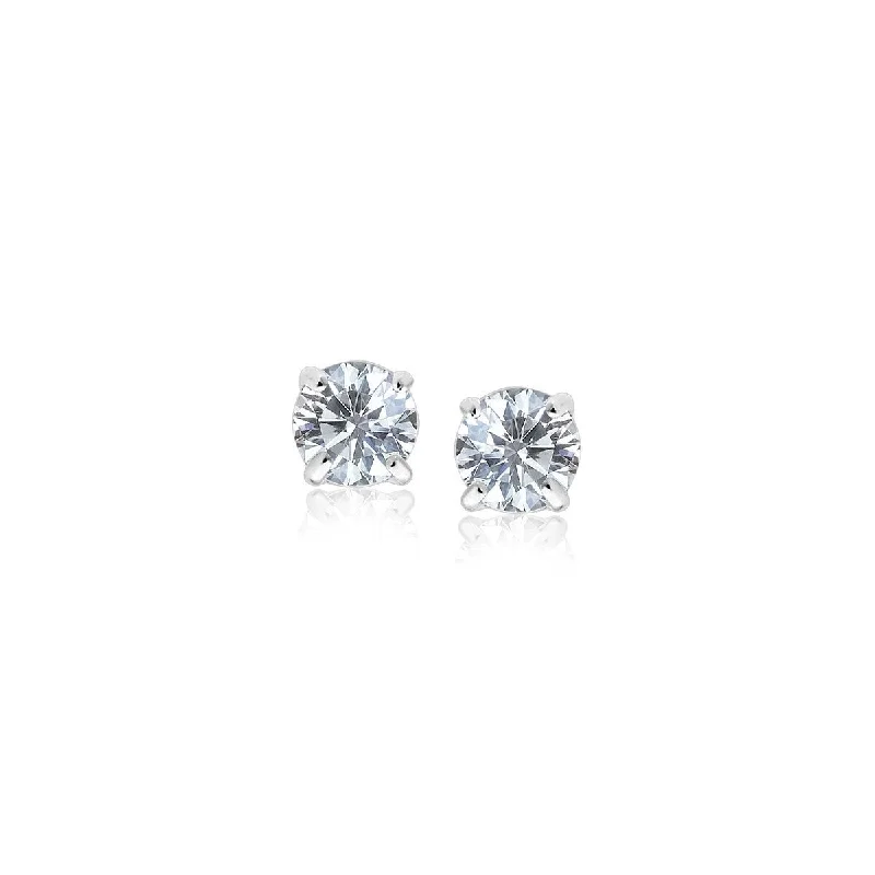 Tidal ripple earrings-Sterling Silver 3mm Faceted White Cubic Zirconia Stud Earrings