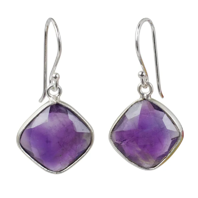 Clumped gem earrings-Sterling Silver 'Lavender Breeze' Amethyst Earrings